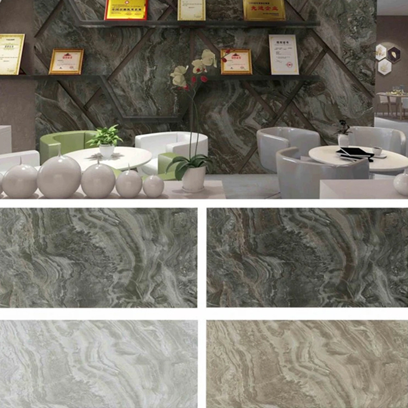 لوح رخام PVC مطلي بالأشعة فوق البنفسجية 1220 × 2800 مم للأثاث والخزائن، خفيف الوزن ومتين، لوح حائط بلاستيكي مصفح