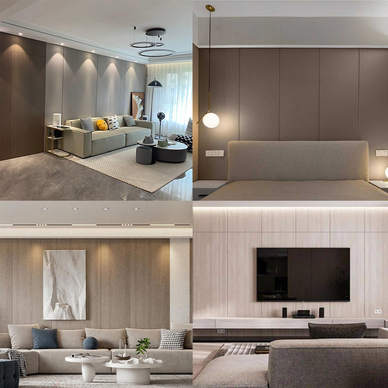 1220 × 2440 مم ألواح حائط مزخرفة بقشرة خشب PVC صديقة للبيئة لتكسية الجدران الداخلية مقاومة للماء ومقاومة للخدش وسهلة التركيب