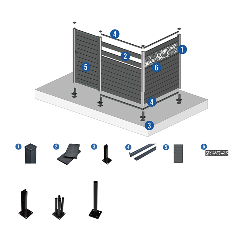 الخشب البلاستيك المركب Wpc سياج حديقة المنزل فناء سياج لوحات أفضل من الفينيل بولي كلوريد الفينيل سياج مقاوم للماء لوحة الخصوصية في الهواء الطلق Hdpe