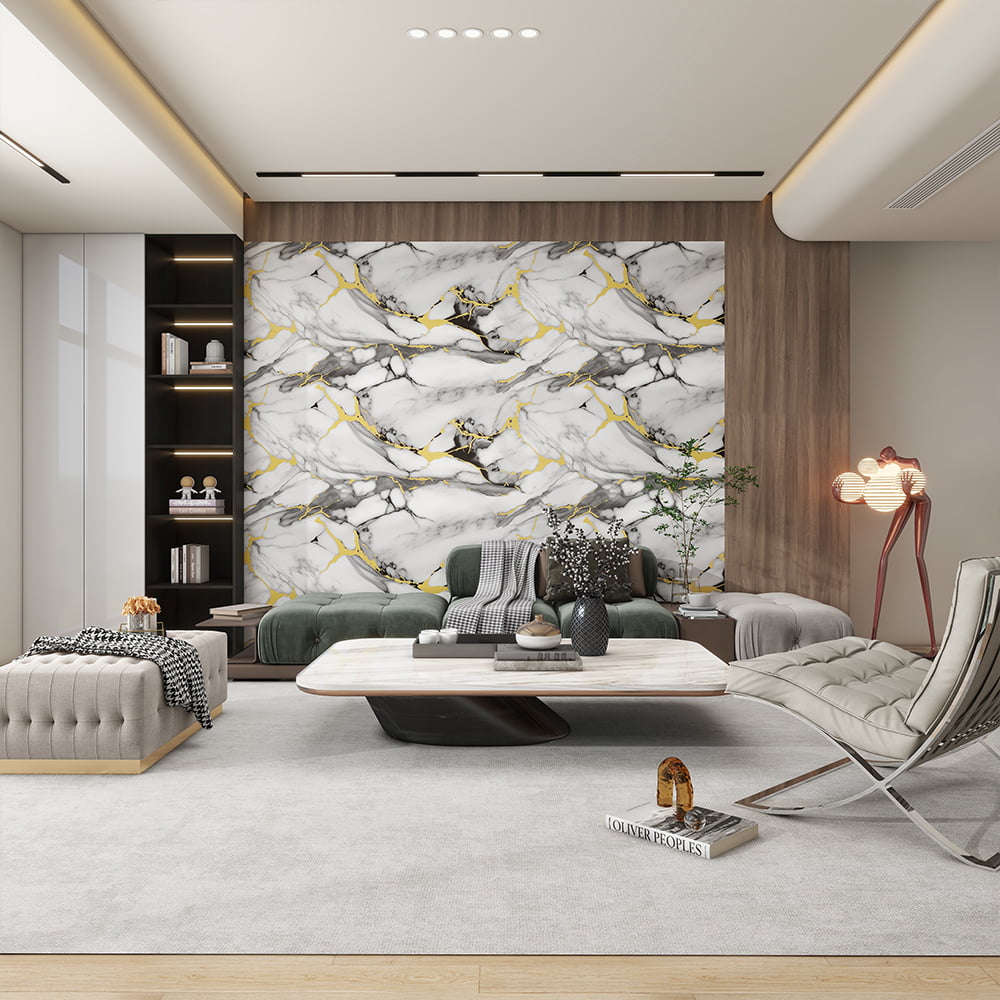 ورق حائط رخامي حديث عالي اللمعان لفة بولي كلوريد الفينيل ذاتي اللصق مقاوم للماء ديكور منزلي داخلي ملصق ورق رخامي