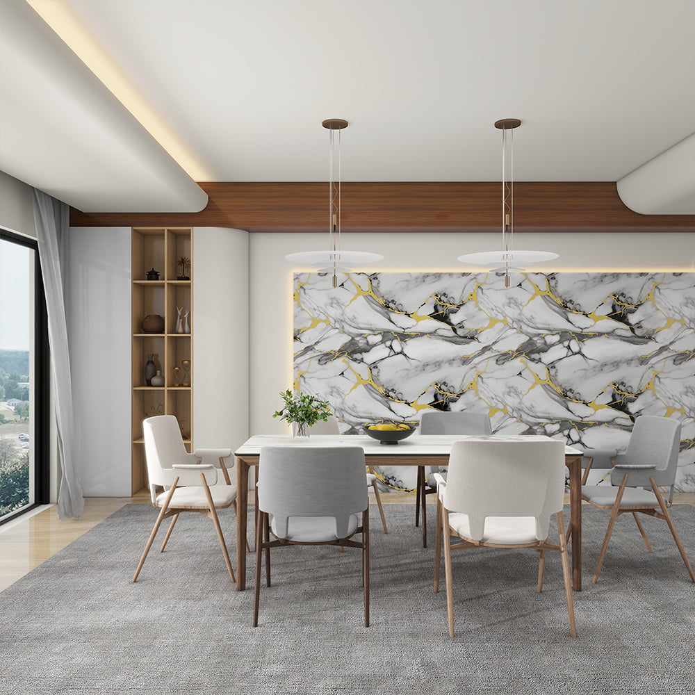 ورق حائط رخامي حديث عالي اللمعان لفة بولي كلوريد الفينيل ذاتي اللصق مقاوم للماء ديكور منزلي داخلي ملصق ورق رخامي